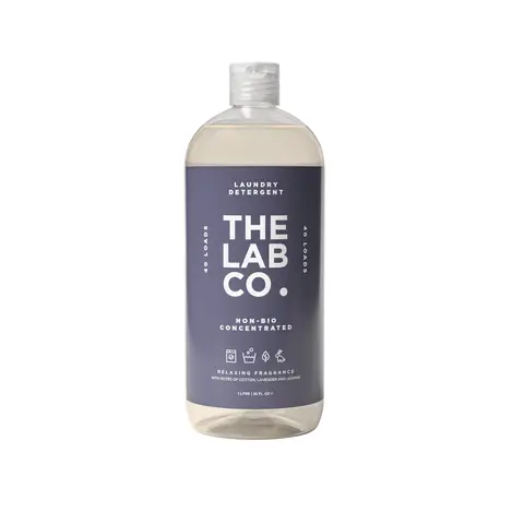 The Lab Co. Non-Bio Concentrated Laundry Detergent | 40 Loads, 1L | Non-Toxic Fragrance | Relaxing Cotton, Lavender & Jasmine Scent | Plant-Based, Vegan, Cruelty-Free, Sensitive Skin Safe