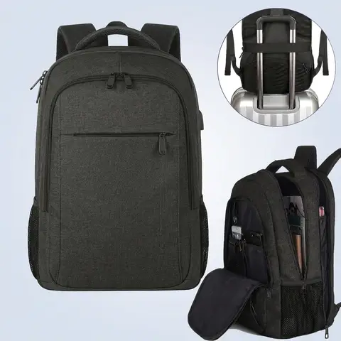 Backpack Men， Large Laptop Backpack 17.3 Inch School Backpack Laptop Bag with USB Charging Port Anti Theft Business Work Travel Backpack Teenager Notebook College Tech Women， Black， New Year Sale ， Top gift picks