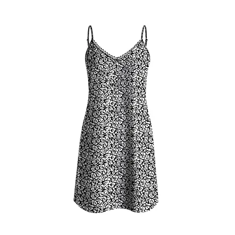 IZURIA round-neck black leopard-print suspender dress  S