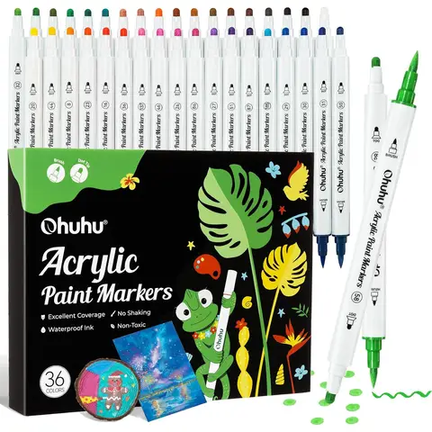 Ohuhu Dual Tip Acrylic Paint Pens, 36 Colours