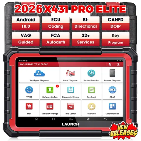 LAUNCH X431 PRO ELITE 8 inch Car Diagnostic Tools Auto OBD OBD2 Scanner All System CAN FD/DOIP Active Test 31 Reset ECU Coding