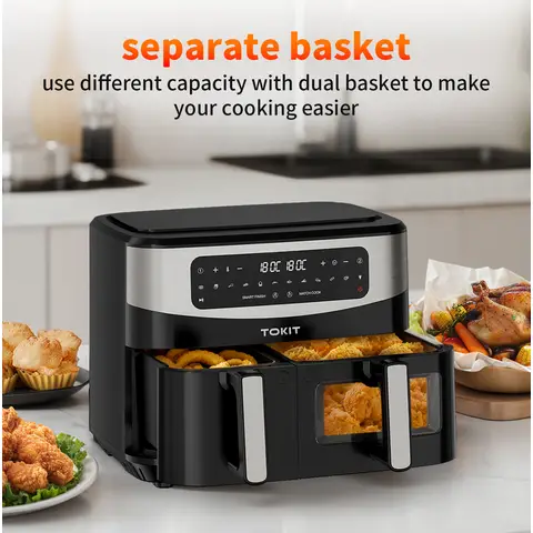 TOKIT Friteuse sans huile à double compartiment 10 L 220 V~240 V/2850 W