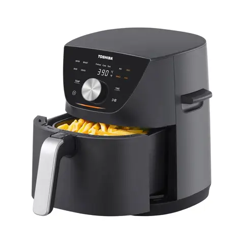 Toshiba Smart Air Fryer - 5.2L, 1600W, Matt Black, 80+ Chef Inspired Menu, Lifting Handles, AF-52CS1TRGB