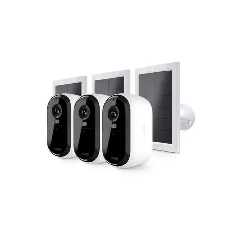 Arlo Pack de 3 caméras extérieur 2K Essential3 + 3 panneaux solaires