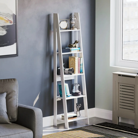Vida Designs Bookcase Bristol Ladder 5 Shelves White