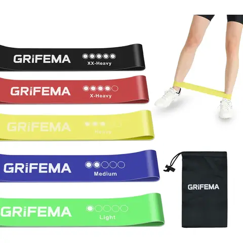 Grifema Widerstandsbänder [Set von 5], Fitness Widerstandsbänder Set Frauen und Männer, 5 Verschiedene Stärken Dehnbänder für Training - für Zuhause, Gym, Yoga, Training