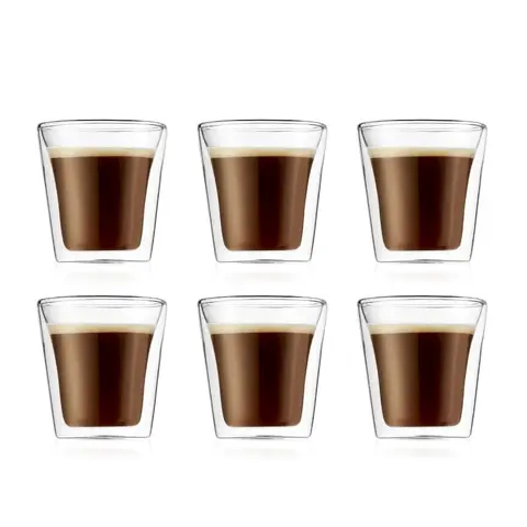 Bodum Canteen - Set of 6 Glasses 0.1L - Double Wall - Small