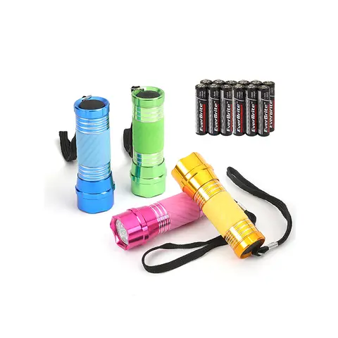 EverBrite 4-Pack LED Lampe de poche Mini Torche, Petites torches de 90mm, Torche lumineuse colorée dans le noir, Camping Randonnée Plein air Fête - Léger, Piles incluses