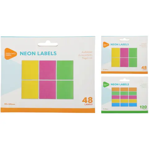 Neonfarbene Etiketten (zwei Größen zufällig geliefert)