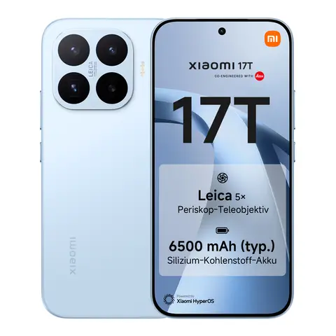 Xiaomi 17T Blau 12 GB RAM 256 GB ROM, 6500 mAh Akku, Android 16, HyperOS 3 Original Mit Offizieller Garantie