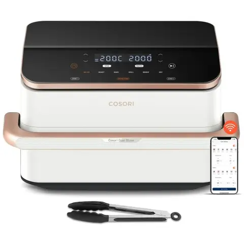 Cosori TwinFry, 10L, XXL Airfryer, 2 Kammern mit herausnehmbarer Trennwand, 4 Heizelemente, Sync-Funktion, ideal für Familien, weiß