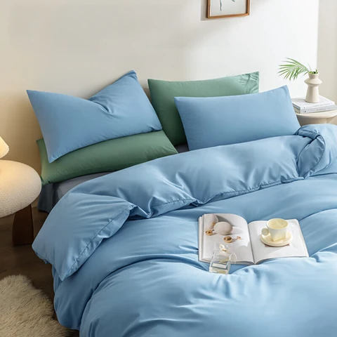 ochama x J.ZAO Bettwäsche-Set – 4 Stück – Himmelblau – 1,8 m*2m Bett, 120 g