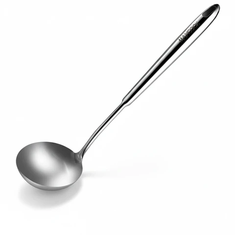 Maxcook Ladon de soupe 36 cm en acier inoxydable 304, cuillère de cuisine pour wok, manche creux, argenté, MCCU734