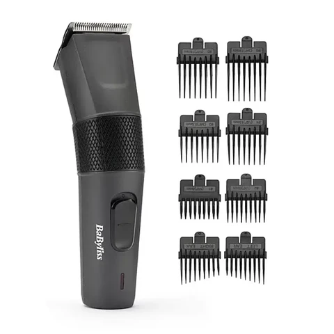 Babyliss Power Precision Hair Clipper – Corded Mains Power, Diamond-Sharpened Blades, 10 Cutting Guides, Easy Clean – Black/Silver, 7755U