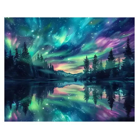 JU7CER Aurora Diamond Painting Kit - Adult 5D Starry Sky Gem Art Set | Home Decor Craft 12×16 Inches (30×40cm)