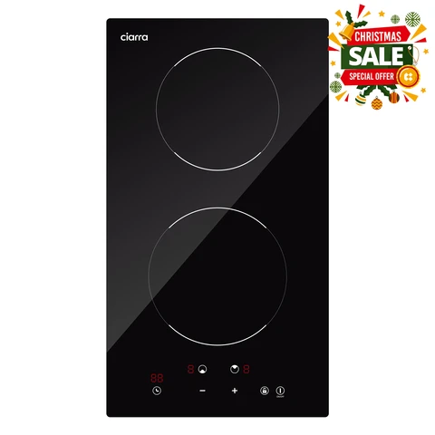 CIARRA 3000W Built-in 2-Burner Induction Hob with 9 Power Levels, Touch Control, Timer & Safety Features, CRGDBIH2