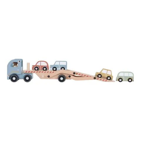 Little Dutch Houten vrachtwagen met aanhanger - 5 stuks, Multikleur