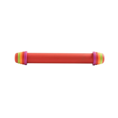 Mastrad Rouleau à pâtisserie réglable antiadhésif Rouge – Contrôle d’épaisseur 2 à 8 mm – Silicone sans BPA – 41 cm