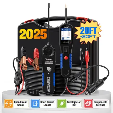 VDIAGTOOL V200 Pro Power Tester Voltage Tester, Power Probe Wire Finder, Cable Break Wire, Opening Short Circuit Finder 12/24V Car Electrical, AC/DC Testing for Trailers Relays Fuses