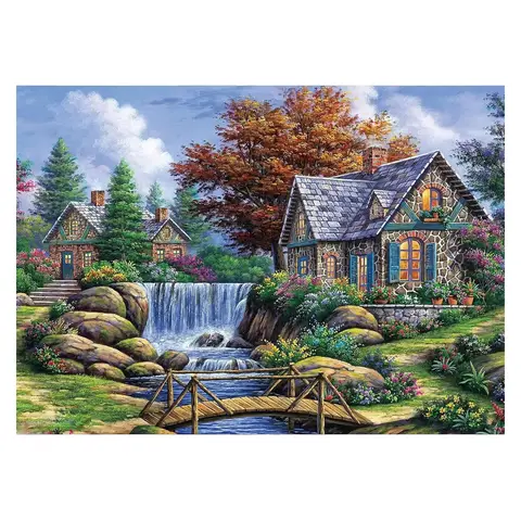 JU7CER 5D Diamond Painting Kit - Countryside Landscape Adult DIY Crystal Art | 12×16 Inches (30×40cm)