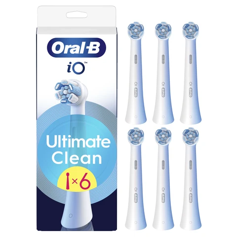 Oral-B Série iO Ultimate Clean blanc, Brossettes rondes de rechange Authentiques, Convient aux Gencives sensibles, 6