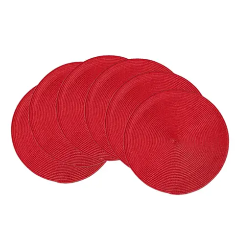 PP Round Placemat
BL Red，Round Braided Placemats 36.5cm Round Table Mats for Dining Tables, Natural pp Woven Heat Resistant Placemats, Set of 6