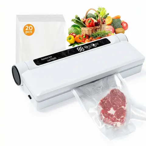 Huacan household vacuum sealing machine, fresh-keeping machine, small sealing machine, food plastic sealing machine with built-in sealing pocket 20pcs 17 × 25cm