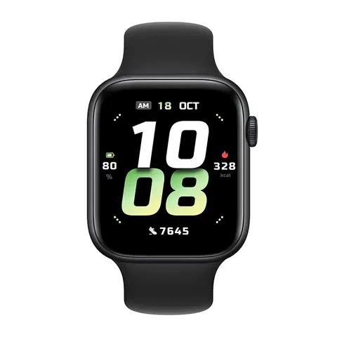 HONOR Watch 5 Montre connectée 64 Go + 4 Go avec 15 jours d’autonomie, suivi GPS précis, scan de santé et bracelet en silicone - Noir