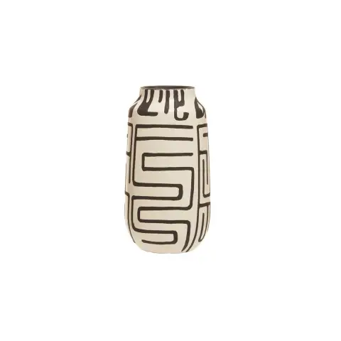 Barren Earthenware White And Black Vase