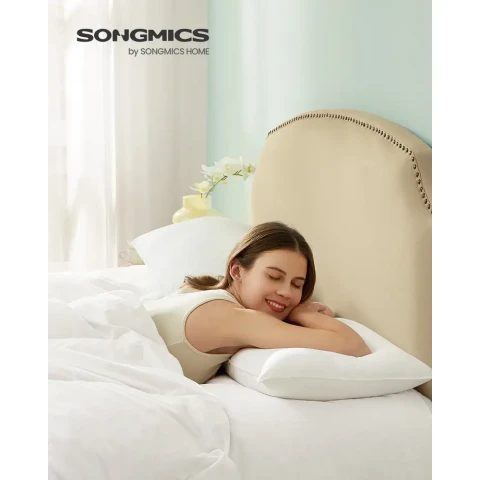 Euziel SONGMICS Kopfkissen 40 x 80 cm, Füllung 800 g, Stoffoberfläche aus weich gebürstetem Polyester, Kissen, maschinenwaschbar bei 60 °C, mit Aufbewahrungstasche, Wolkenweiß