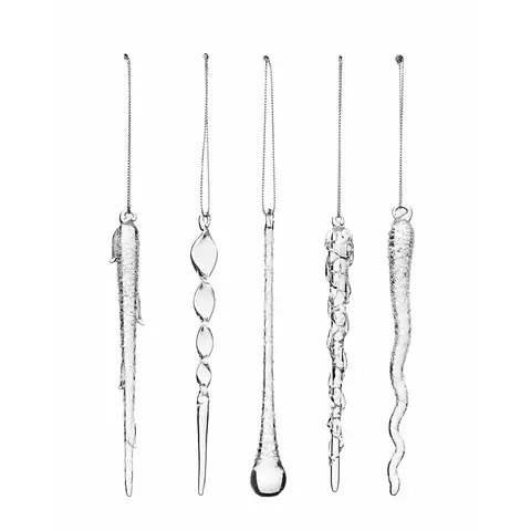 WeRChristmas Set of 20 Clear Glass Icicles – 14–15cm – Frosted & Clear Glass Christmas Decorations