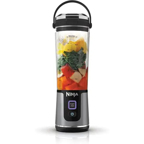 Ninja Blast BC151EUBK Tragbarer Mixer & Smoothie-Maker, 530 ml Becher mit auslaufsicherem Deckel & Trinköffnung, leistungsstark, kabellos & wiederaufladbar, zerkleinert Eis & gefrorene Früchte, Schwarz