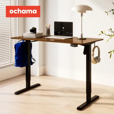 ochama Adjustable Office Desk-Walnut