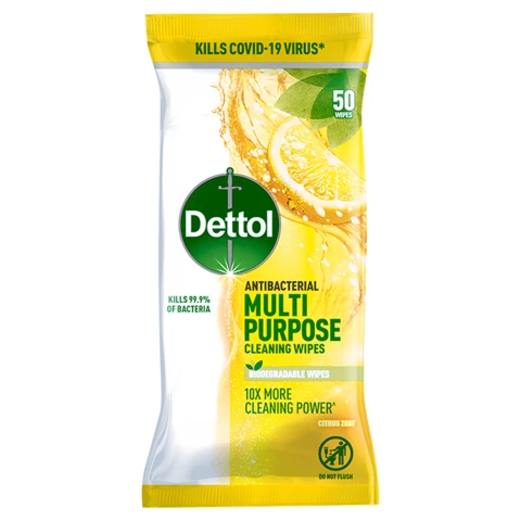 Dettol Antibacterial Multipurpose Cleaning Wipes Citrus Zest 50 Wipes