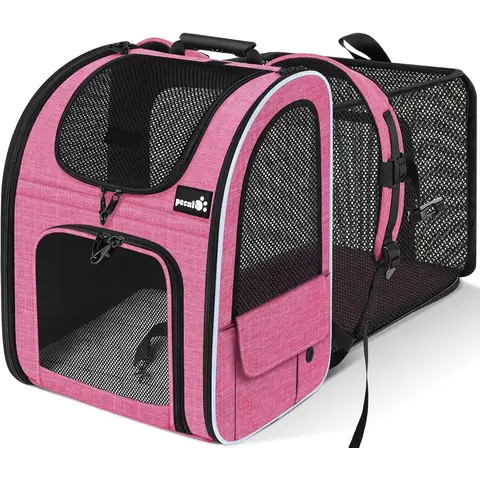 pecute Pet Carrier Backpack Expandable Pink