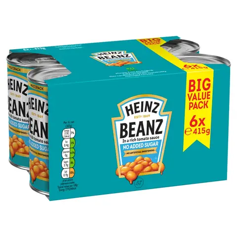 Heinz No Added Sugar Beanz 6 x 415g