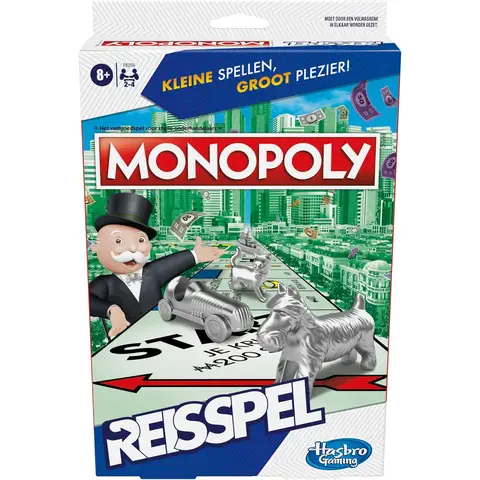 Hasbro Monopoly reisgame - draagbare editie, 2-4 spelers