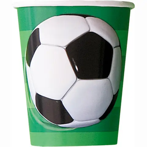 Unique Party Paper Cups, Football Party, 266ml, 8 Pack