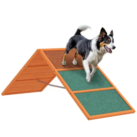 PawHut Dog Agility Equipment, Dog Playground Equipment with Non-slip Surface, A-frame, Agility Ramp for All Breeds, for Garden, Park, Puppy Obstacle Course, Orange