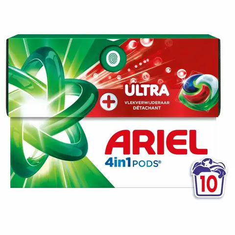 Ariel 4in1 PODS, Wasmiddelcapsules 10 Wasbeurten, +Ultra Vlekverwijderaar