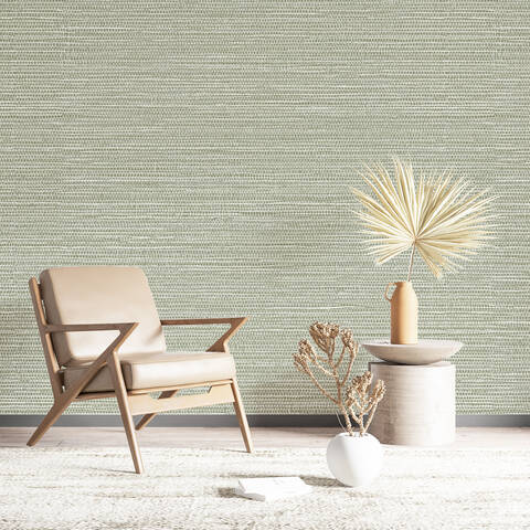 Murgall Woven Grass Peel and Stick Wallpaper Green 44x508cm 1 Roll