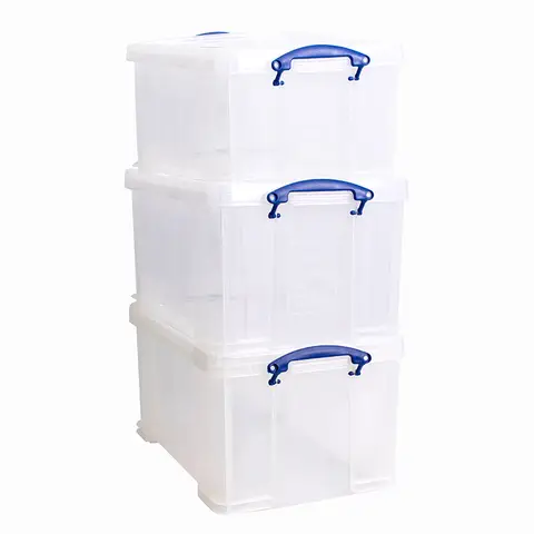 Really Useful Plastic Storage Box 48L Clear (Pack of 3)