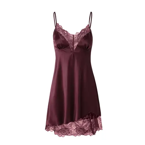 IZURIA wide lace v-neck wine red silk-like suspender dress  M