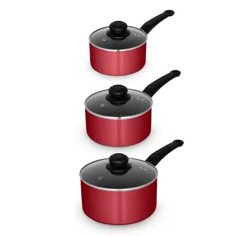 SWAN Townhouse 3 Piece Saucepan Set， Red