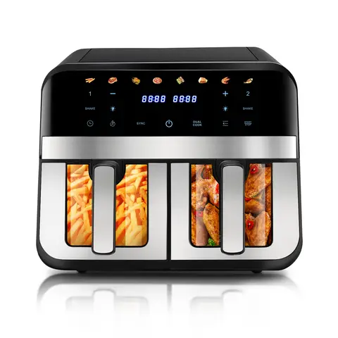 OYAJIA Chamber Air Fryer，independentTemperature Control for Two BasketsDigitalTouch Screen， ChickenSteak， Vegetables， Family Kitchen Gadget