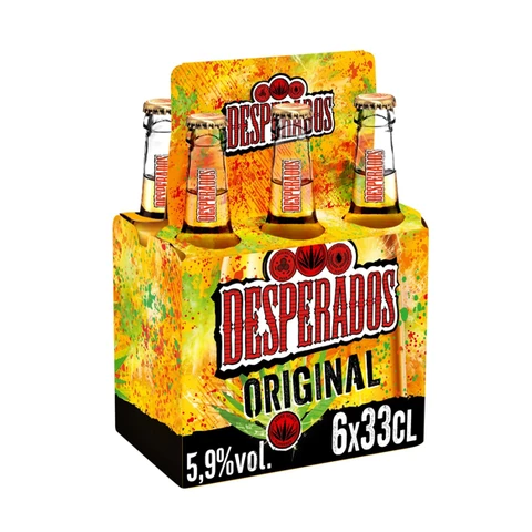 DESPERADOS Bière aromatisée au spiritueux à base d'agave 5,9 % - Pack de 6 x 33cl