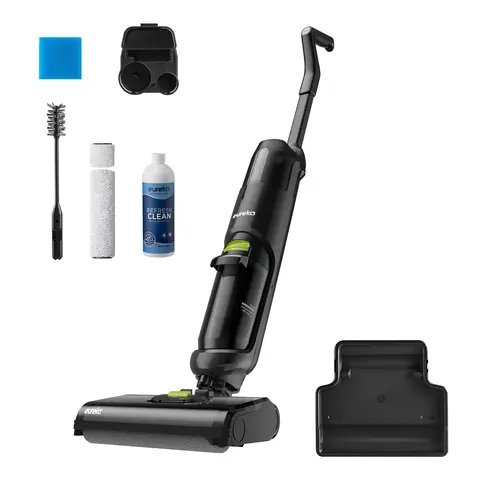 [Offres d'été - 129,99 € avec livraison gratuite le lendemain] Aspirateur sans fil Eureka Wet/Dry, aspirateur laveur avec système d'auto-nettoyage, aspirateur léger pour parquets, pour animaux domestiques et saletés collantes, noir, NEW400