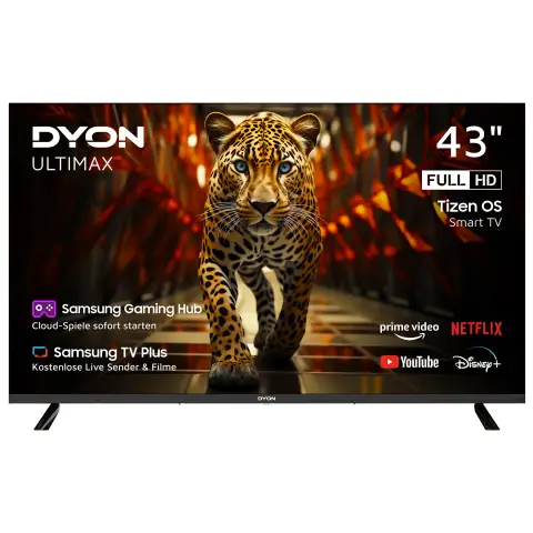 DYON ULTIMAX 43F-TI – 43 Zoll (108 cm) Full-HD Smart TV mit Samsung Tizen OS, Triple Tuner (DVB-C/-S2/-T2), Samsung Smart & Gaming Hub, Prime Video, Netflix, Disney+ [2025] [Energieklasse E]