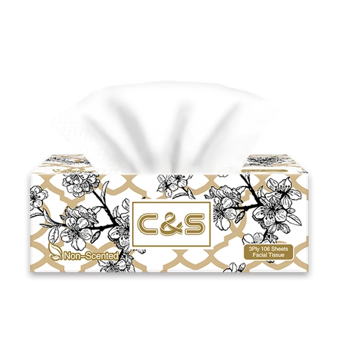 C&S Jierou Zachte Huidvriendelijke Box Gezichtdoekjes, 3-laags, 424 vellen (4 dozen x 106 vellen)