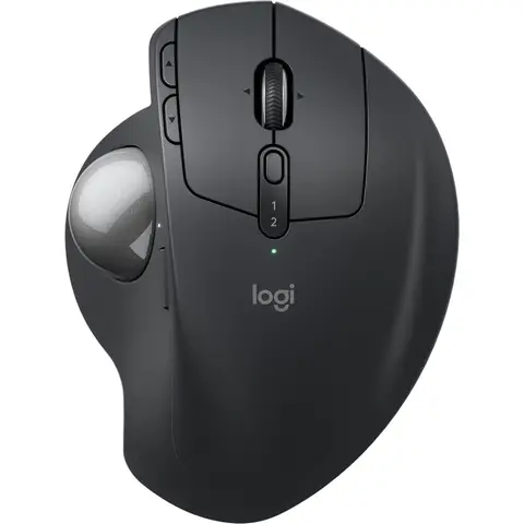Logitech MX Ergo S Fortgeschrittene kabellose Trackball-Maus, USB-C Wiederaufladbare ergonomische Maus mit Bluetooth und verschlüsseltem Dongle, 6 programmierbare Tasten, für PC/Mac - Graphit